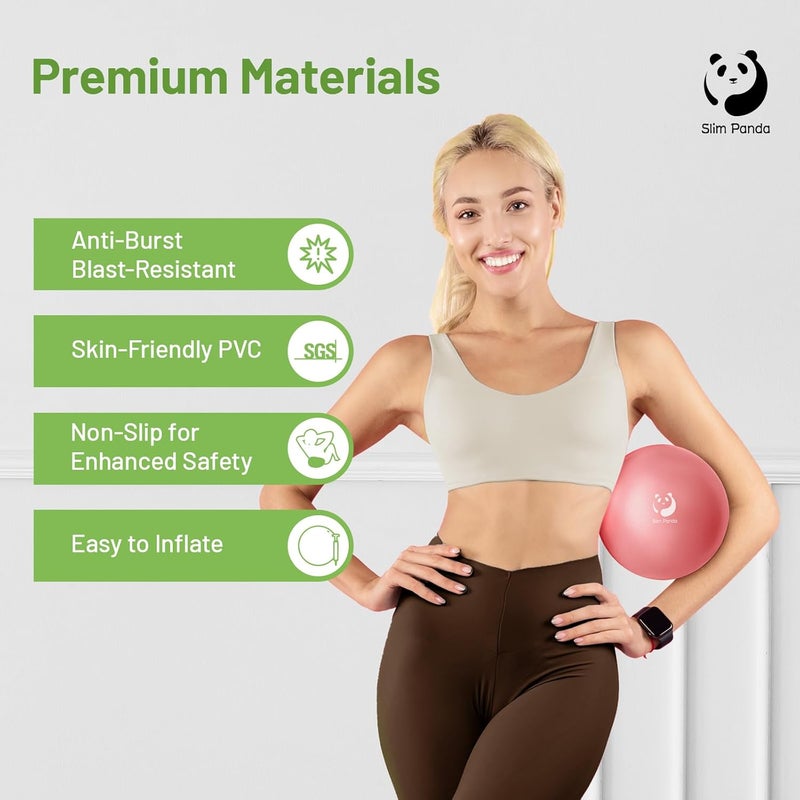 Slim Panda Pilates Ball, 9 Inch Small Exercise Ball, Anti Burst Mini Yoga Ball for Stability, Workout, Barre, Core Strength, Physical Therapy, Balance, Stretching - Image 2